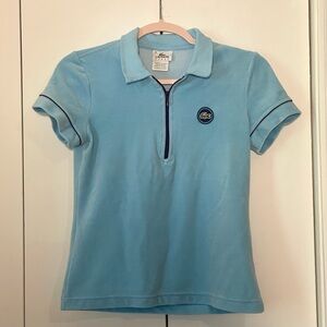 Lacoste Y2K 00s Women’s Velour Velvet Half 3/4 Zip Sky Blue Polo Small Shirt